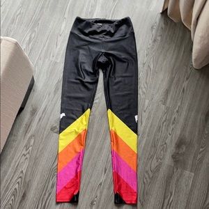 Gold sheep leggings size medium rainbow stripe